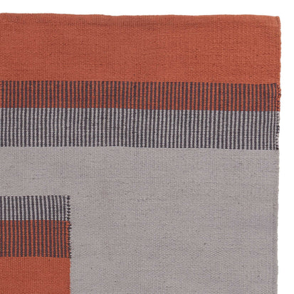 Teppich Indari Dunkles Graublau & Taubenblau & Terrakotta, 100% PET