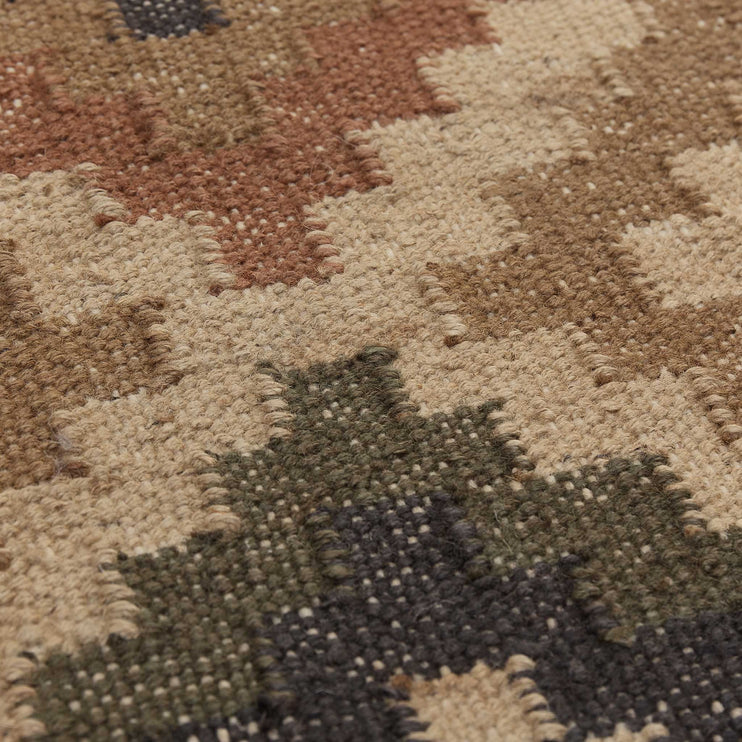 Nohar Rug rust orange & sand & olive green, 80% jute & 20% wool | High quality homewares