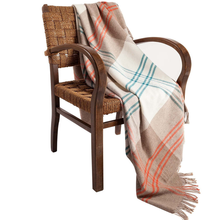 Cordoba blanket, cream & light brown, 50% alpaca wool & 50% merino wool | URBANARA alpaca blankets