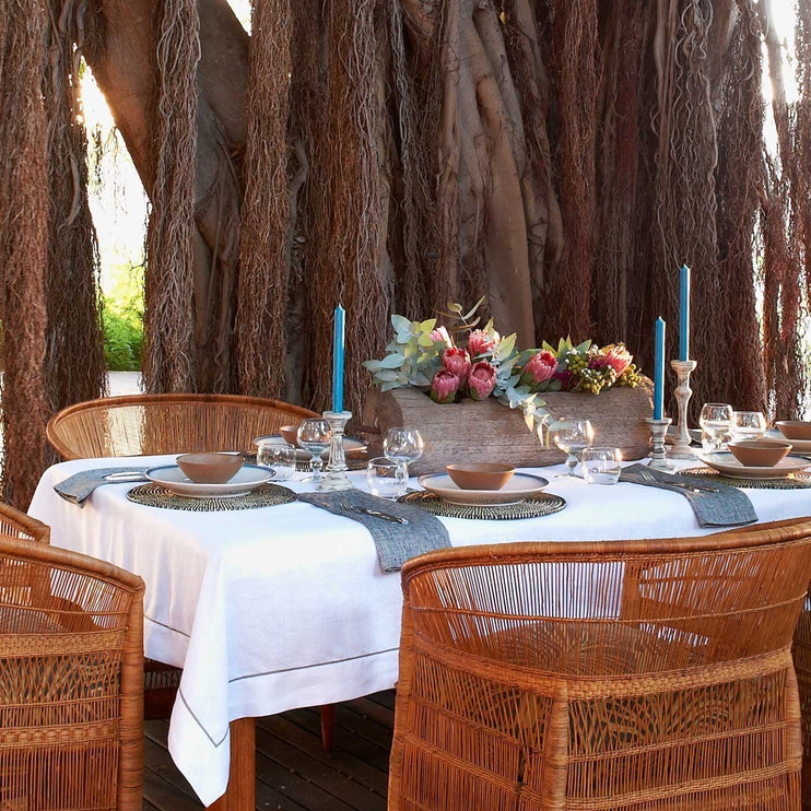 Serviette Zarasai, Schwarz & Weiß, 100% Leinen | URBANARA Servietten