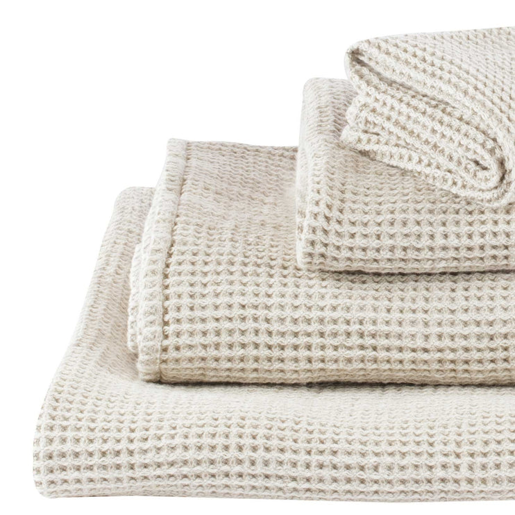 Gemischtes Handtuch Set Kotra, Beige & Elfenbein, 50% Leinen & 50% Baumwolle | URBANARA Leinenhandtücher