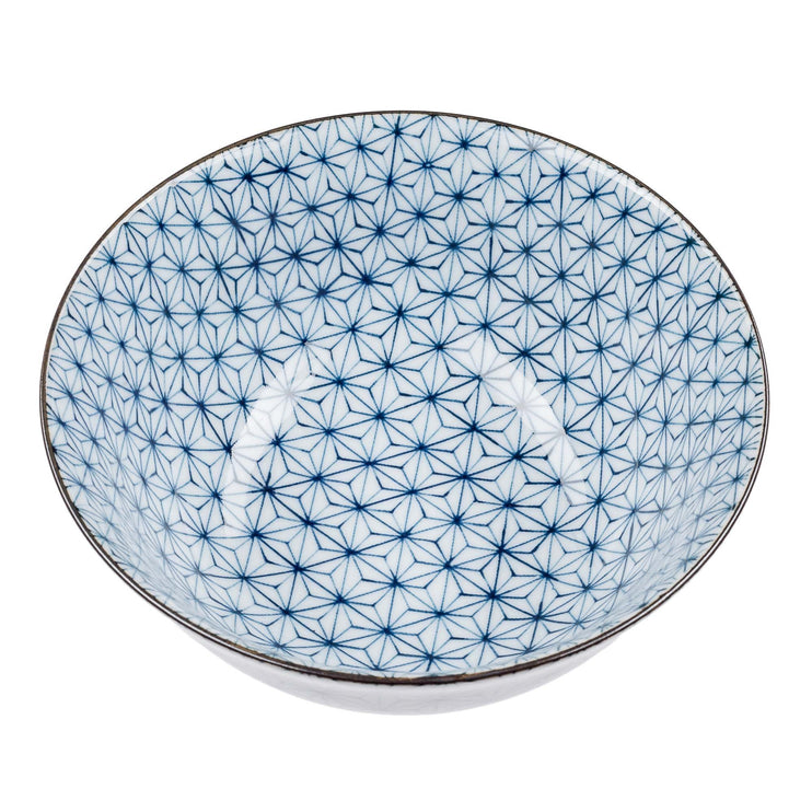 Onuma bowl, white & blue, 100% ceramic | URBANARA plates & bowls