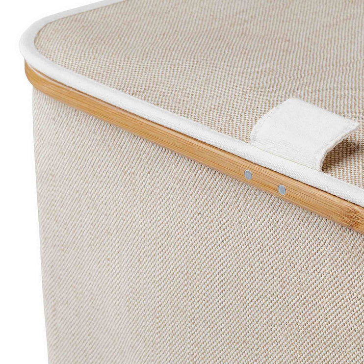Champa laundry basket, natural & brown, 57% linen & 43% cotton | URBANARA laundry baskets