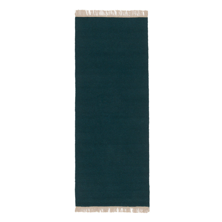 Manu runner, teal, 100% new wool & 100% cotton |High quality homewares