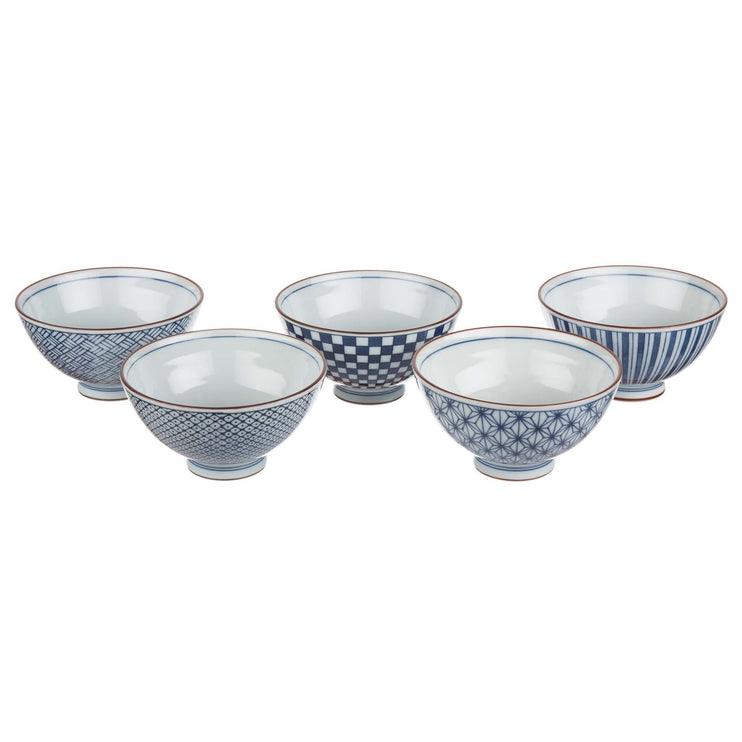 Onuma bowl, white & blue, 100% ceramic | URBANARA plates & bowls