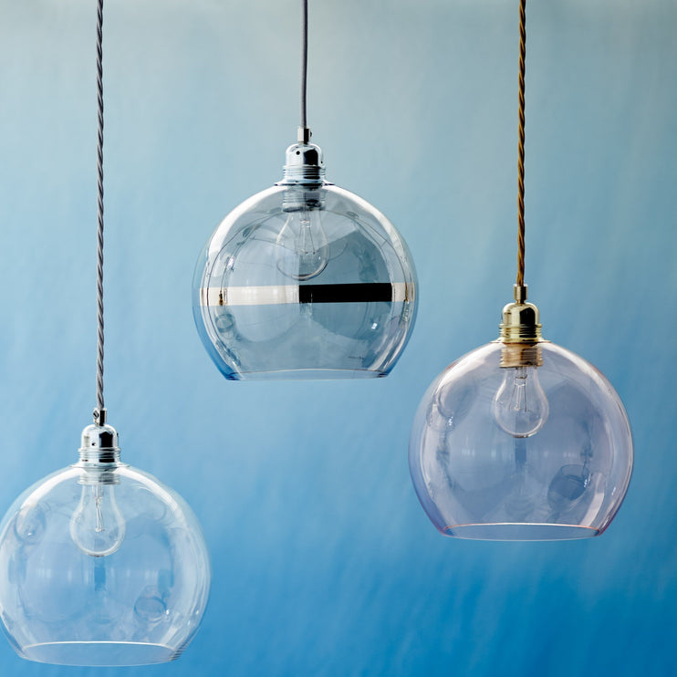 Ribe pendant lamp, transparent & silver, 100% glass & 100% metal |High quality homewares