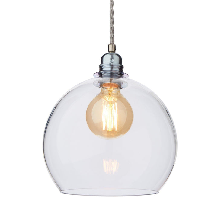 Ribe pendant lamp, transparent & silver, 100% glass & 100% metal | URBANARA pendant lamps