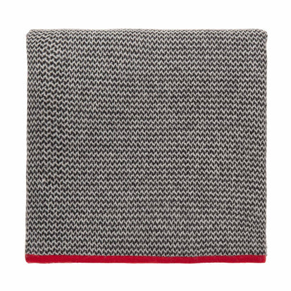 Foligno blanket, black & cream & red, 100% cashmere wool