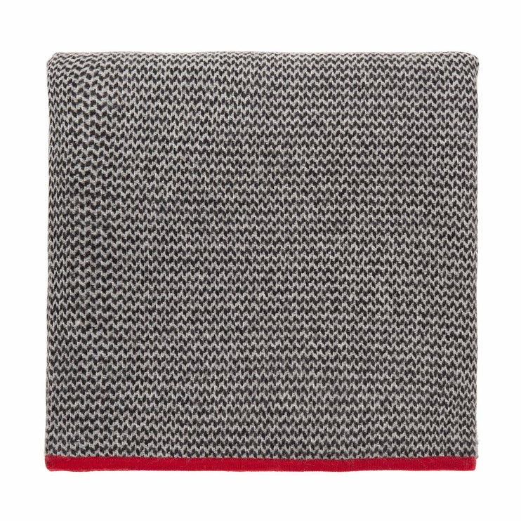 Foligno blanket, black & cream & red, 100% cashmere wool