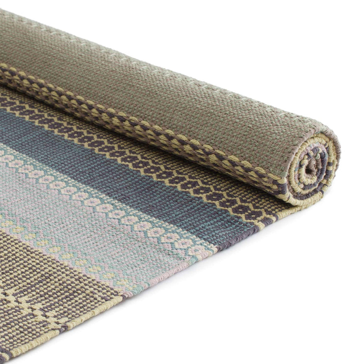 Aonla Rug light green & light yellow & grey, 100% cotton | URBANARA cotton rugs
