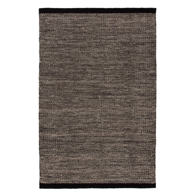 Odis rug, grey brown & off-white & black, 87% new wool & 9% cotton & 4% polyester | URBANARA wool rugs