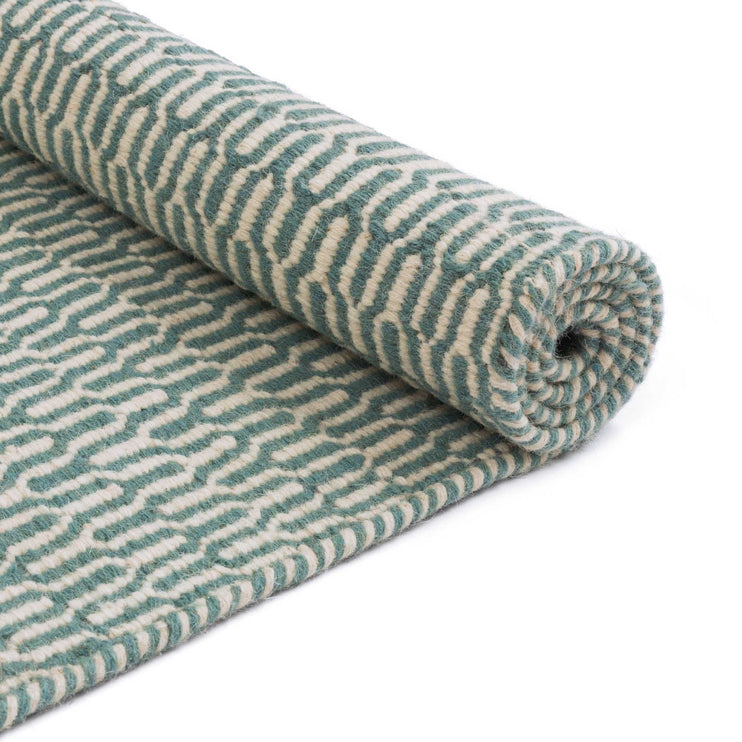 Overod Rug turquoise & off-white, 100% new wool | High quality homewares