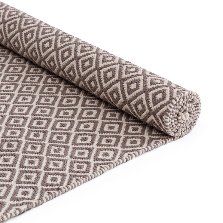Tenali runner, grey & off-white, 100% cotton |High quality homewares