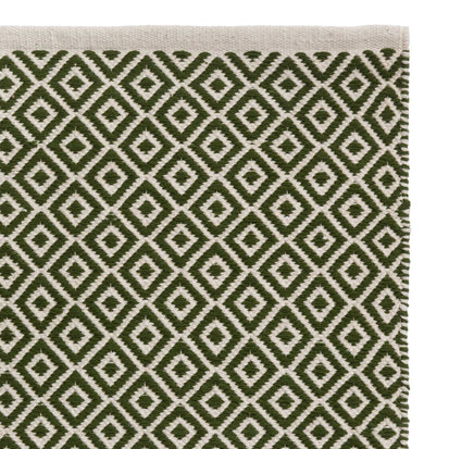 Tenali runner, olive green & off-white, 100% cotton