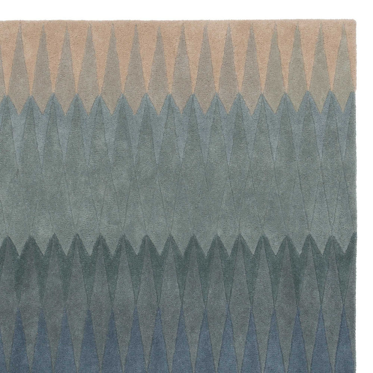 Karise rug, mint & turquoise & teal, 100% new wool