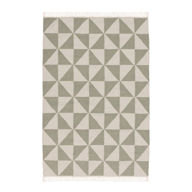 Teppich Almi, Minzgrün & Eierschale, 50% Wolle & 50% Baumwolle | URBANARA Wollteppiche