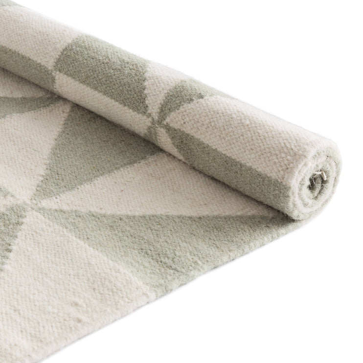 Läufer Almi, Minzgrün & Eierschale, 100% Wolle & 100% Baumwolle | Hochwertige Wohnaccessoires