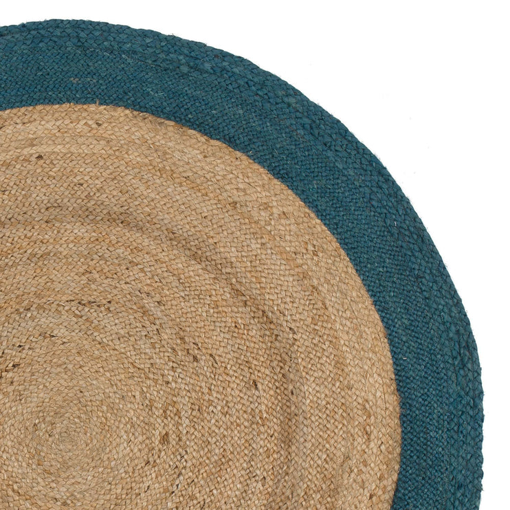 Teppich Nandi, Natur & Petrol, 100% Jute