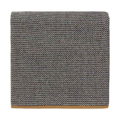 Foligno blanket, black & cream & ochre, 100% cashmere wool