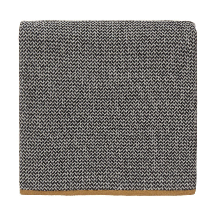 Foligno blanket, black & cream & ochre, 100% cashmere wool