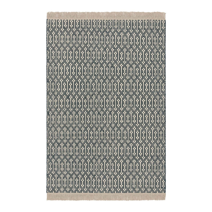 Teppich Lumaco, Petrol & Eierschale, 100% Wolle | URBANARA Wollteppiche