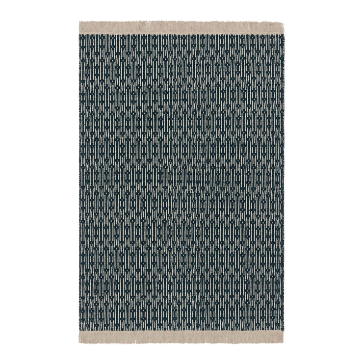 Teppich Lumaco, Petrol & Eierschale, 100% Wolle | Hochwertige Wohnaccessoires