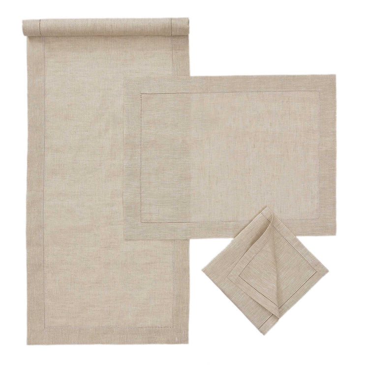 Cavaillon table runner, gold & natural, 87% linen & 13% lurex |High quality homewares