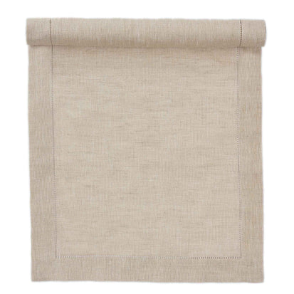 Cavaillon table runner, gold & natural, 87% linen & 13% lurex