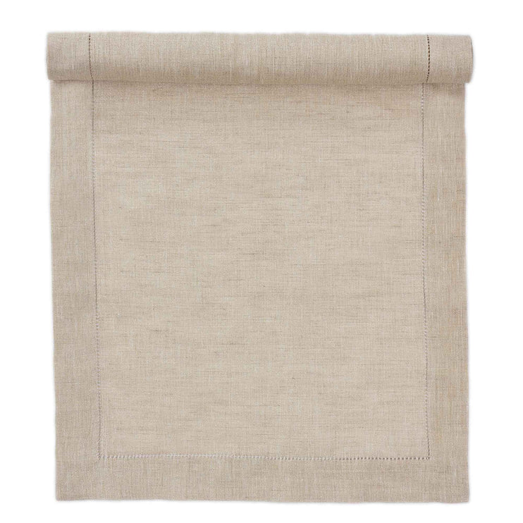 Cavaillon table runner, gold & natural, 87% linen & 13% lurex