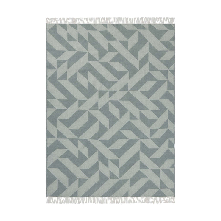 Decke Farum, Graublau & Creme, 100% Merinowolle | Hochwertige Wohnaccessoires