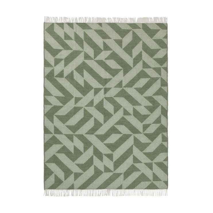 Decke Farum, Grün & Creme, 100% Merinowolle | Hochwertige Wohnaccessoires