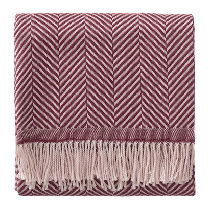 Decke Salla, Weinrot & Altrosa, 100% Schurwolle