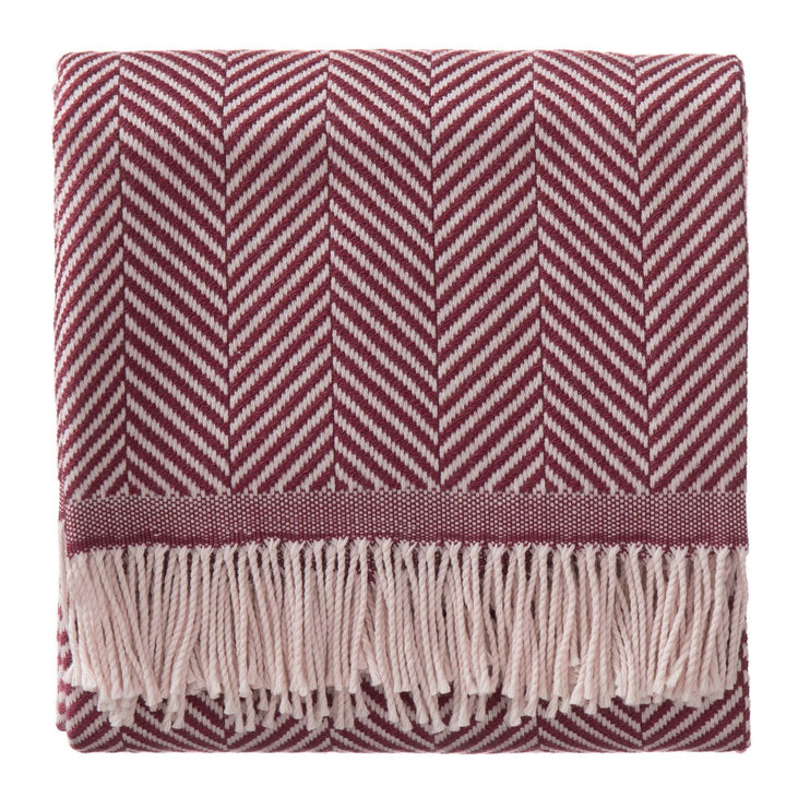 Decke Salla, Weinrot & Altrosa, 100% Schurwolle