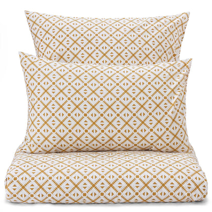 Arouca Pillowcase white & mustard, 100% cotton