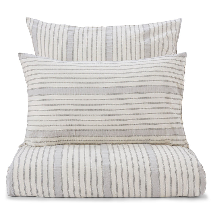 Minho pillowcase, natural white & grey & black, 93% cotton & 7% linen