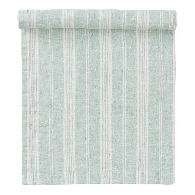 Lusis table runner, mint & white, 100% linen
