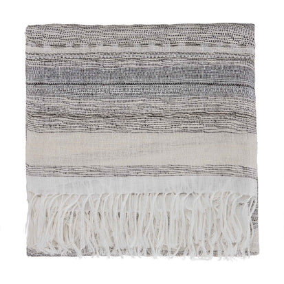 Bundi blanket, black & cream, 60% linen & 40% silk