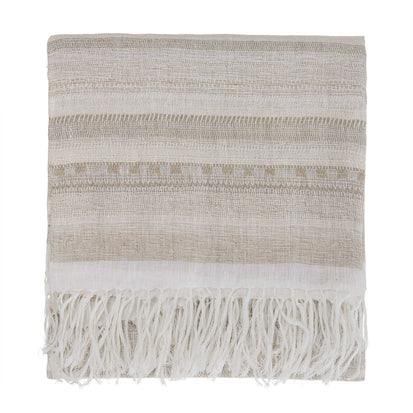 Bundi blanket, clay & cream, 60% linen & 40% silk