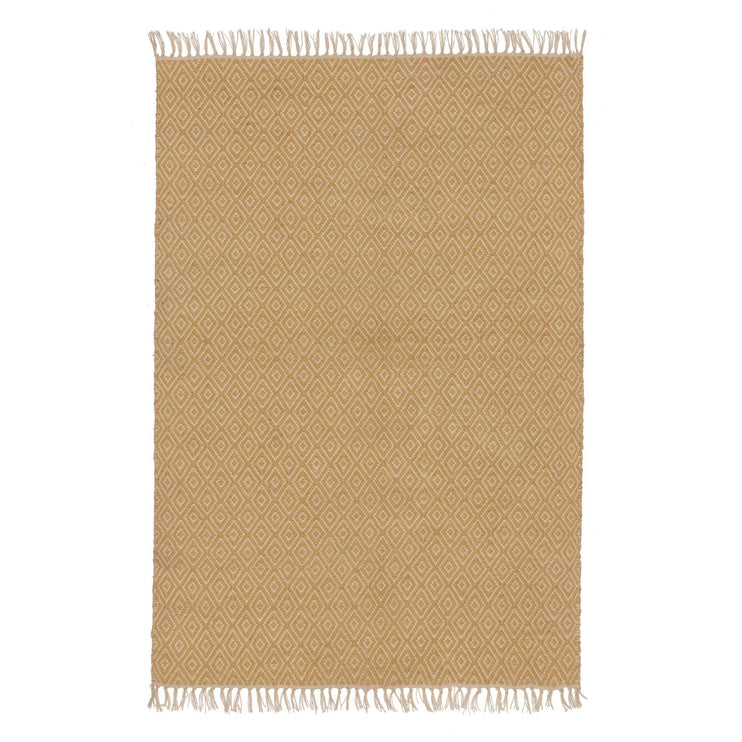 Teppich Dasheri Senfgelb & Creme, 100% Jute | Hochwertige Wohnaccessoires