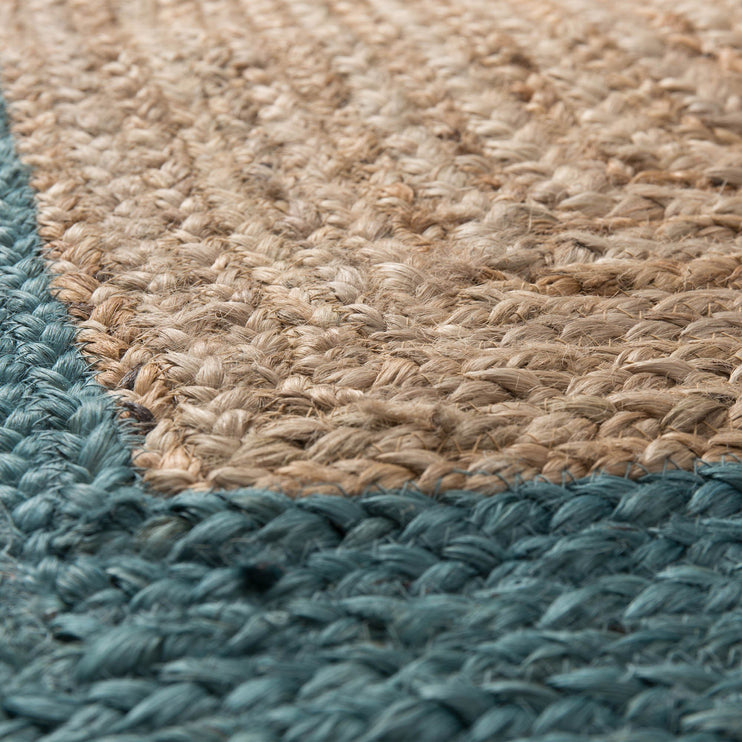 Läufer Nandi, Natur & Petrol, 100% Jute | URBANARA Läufer