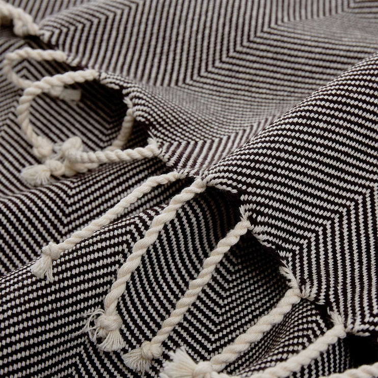 Hamamtuch Laza Schwarz & Weiß, 100% Baumwolle | URBANARA Hamamtücher