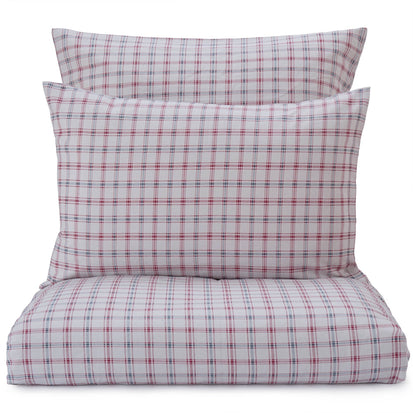 Bettdeckenbezug Kotja, Hellgrau & Rubinrot & Tannengrün, 100% Baumwolle