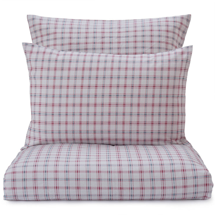 Kissenbezug Kotja, Hellgrau & Rubinrot & Tannengrün, 100% Baumwolle