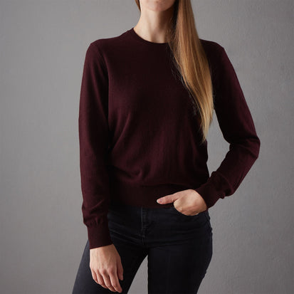 Kaschmirpullover Nora Weinrot, 50% Kaschmirwolle & 50% Wolle