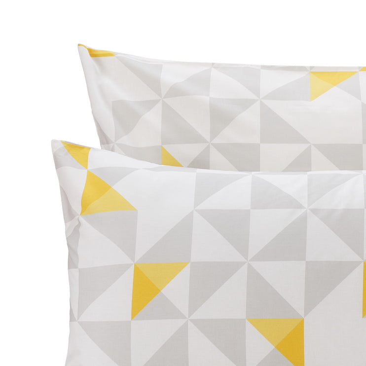 Bettwäsche Set Trisul, Weiß & Hellgrau & Gelb, 100% Baumwolle | URBANARA Renforcé-Bettwäsche