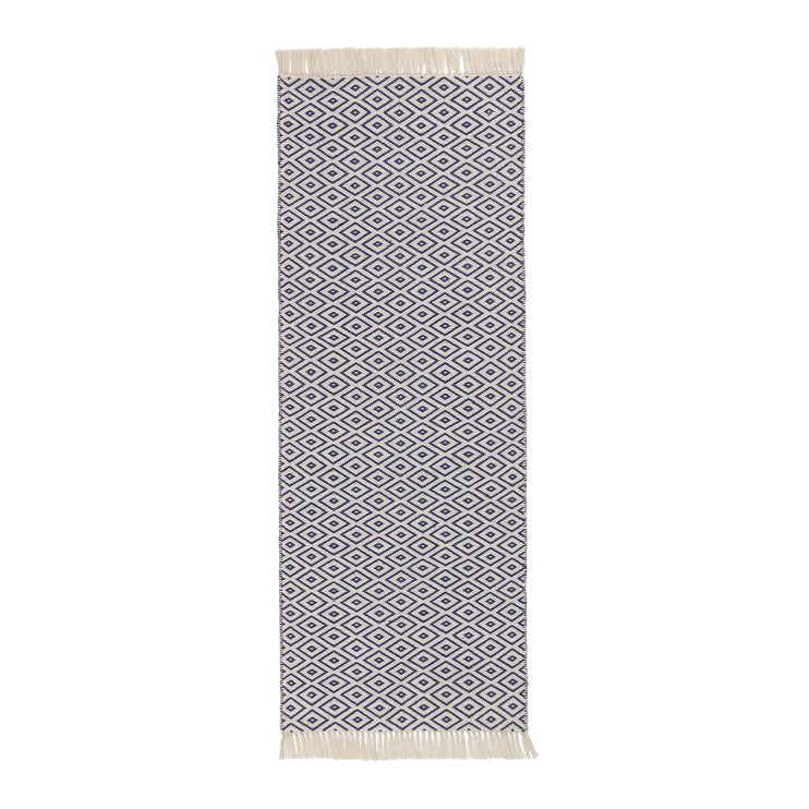 Läufer Barota, Ultramarinblau & Weiß, 100% PET | Hochwertige Wohnaccessoires