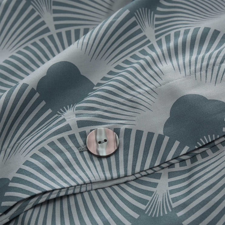Zamora duvet cover, light green grey & green grey, 100% cotton | URBANARA sateen bedding