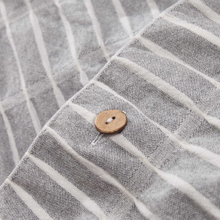 Bayan duvet cover, grey & natural white, 100% cotton | URBANARA seersucker bedding