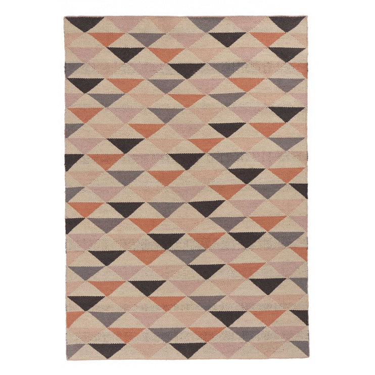 Barli rug, light pink & cognac & silver grey, 100% new wool |High quality homewares