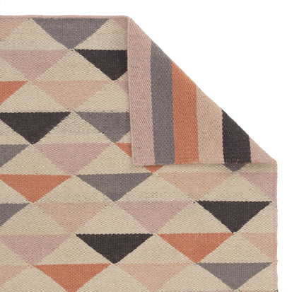 Barli rug, light pink & cognac & silver grey, 100% new wool